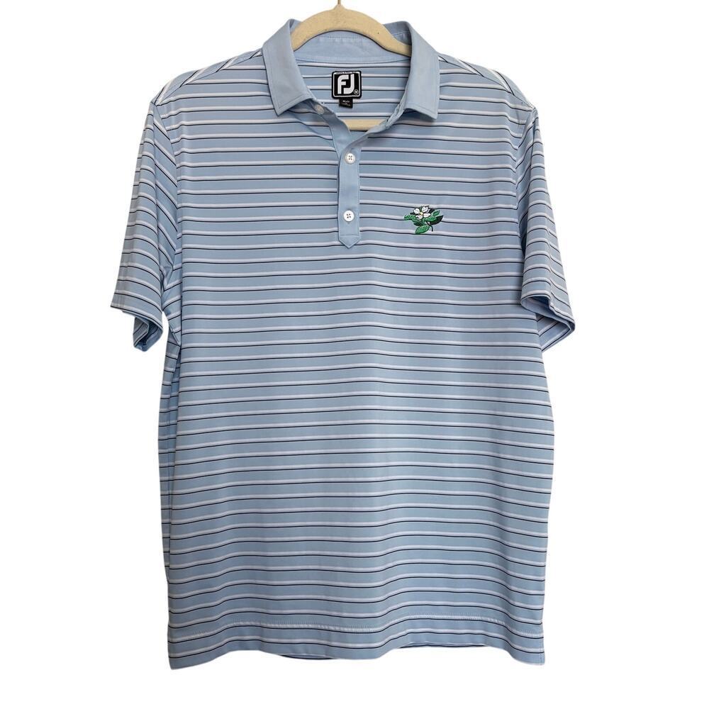 FootJoy Polo Shirt  Striped Magnolia Logo Athletic Fit Golf Shirt M Performance